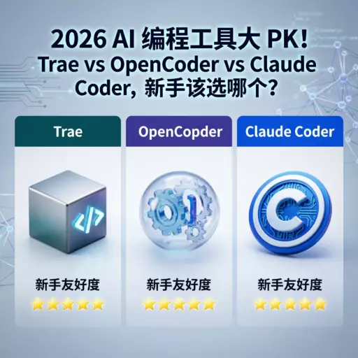 2026 AI 编程工具大 PK！Trae vs OpenCoder vs Claude Coder，新手该选哪个？